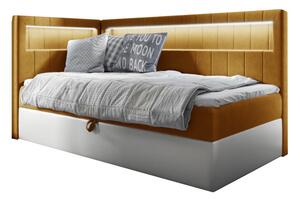 Čalouněná postel GOLD 3 + topper, 90x200, fresh 37, levá