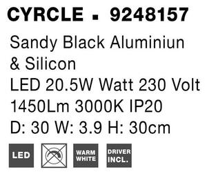 Nova Luce Nástěnné svítidlo CYRCLE černý hliník a akryl LED 20.5W 3000K