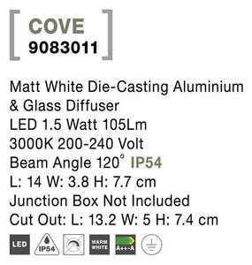 Nova Luce Venkovní zapuštěné svítidlo do zdi COVE matný bílá litý hliník a skleněný difuzor LED 1.5W 3000K, IP54