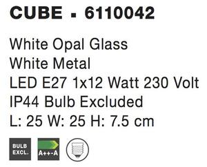 Nova Luce Stropní svítidlo CUBE IP44 bílé opálové sklo E27 1x12W