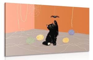 Obraz hravá kočka s klubky Varianta: 60x40