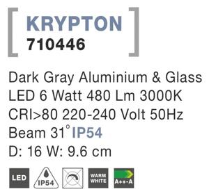 Venkovní LED svítidlo Krypton 16 Tmavě šedé