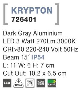 Venkovní LED svítidlo Krypton 11 Tmavě šedé