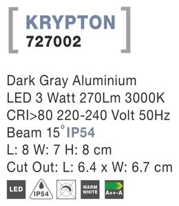 Venkovní LED svítidlo Krypton B 8 Tmavě šedé