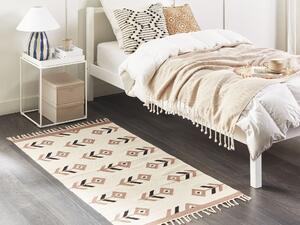 Bavlněný kelimový koberec 80 x 150 cm béžový/černý NIAVAN