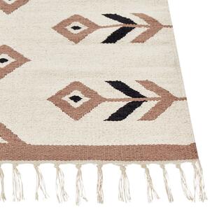 Bavlněný kelimový koberec 160 x 230 cm béžový/černý NIAVAN