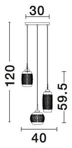 Nova Luce Závěsné svítidlo DEVON čiré sklo hnědá kovová základna hnědý kabel E14 3x5W