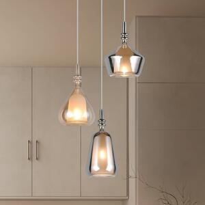 Trio Lighting Závěsné světlo Aldea, Ø 28 cm, bílá/jantarová/chrom, sklo, 3 svítidla., stmívatelný, Krémová / jantar, Obývací pokoj / jídelna, Sklo