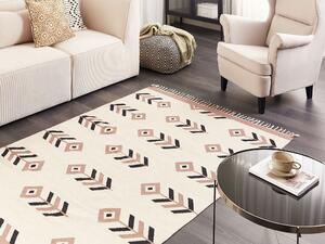 Bavlněný kelimový koberec 140x 200 cm béžový/černý NIAVAN