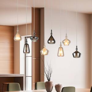 Trio Lighting Závěsné světlo Aldea, délka 115 cm, bílá/jantarová/chromové sklo, 8 svítidel., stmívatelný, Krémová / jantar, Obývací pokoj / jídelna, Sklo