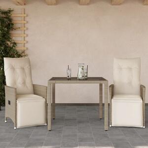 3dílný zahradní bistro set s poduškami béžový polyratan 3276937