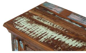 Noční stolek v "GOA" stylu z teakového dřeva, zdobený reliéfy, 45x35x60cm (9U)