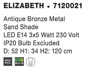 Nova Luce Závěsné svítidlo ELIZABETH závěsné svítidlo antický bronzový kov pískové stínidlo E14 3x5W