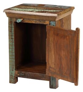 Noční stolek v "GOA" stylu z teakového dřeva, zdobený reliéfy, 45x35x60cm (9U)