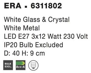 Nova Luce Stropní svítidlo ERA bílé sklo a křišťál chromovaný kov E27 2x12W