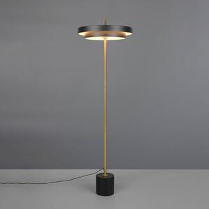 Trio Lighting LED stojací lampa Keaton, černá/zlatá, výška 138 cm,, stmívatelný, Černá, Obývací pokoj / jídelna, kov