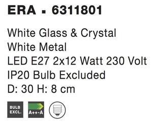 Nova Luce Stropní svítidlo ERA bílé sklo a křišťál chromovaný kov E27 4x12W