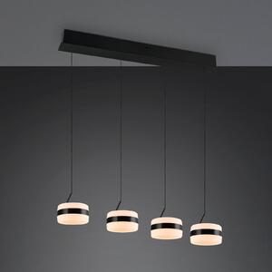 Trio Lighting LED závěsné světlo Dios, černé, délka 85 cm, 4 svítidla., stmívatelný, Černá, Obývací pokoj / jídelna, kov, Moderní