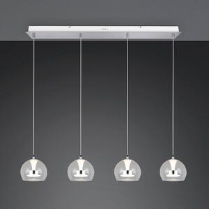 Trio Lighting Závěsné světlo LED Flynt, délka 97 cm, chromovaný kov, 4 žárovky., stmívatelný, Chrom / stříbro, Obývací pokoj / jídelna, kov, Moderní