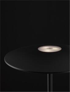 Nova Luce Venkovní stolní lampa FABIO černý litý hliník a matný akryl LED 2W 3000K 5V DC 83st. IP54 vypínač na těle / USB kabel
