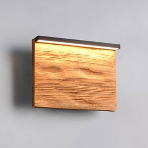 Trio Lighting LED nástěnné světlo Kalea, šířka 20 cm, barva dřeva, dřevo, stmívatelný, Světlé dřevo, Obývací pokoj / jídelna, Dřevo
