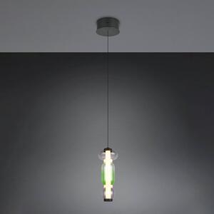 Trio Lighting Závěsné světlo LED Minerva, Ø 15 cm, barevná, sklo, stmívač, stmívatelný, Vícebarevná, Obývací pokoj / jídelna, Sklo