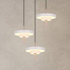 Trio Lighting Závěsné LED světlo Keaton, světle šedé, Ø 45 cm, kov, 3-flg., stmívatelný, Hliník / šedá / zinek, Obývací pokoj / jídelna, kov