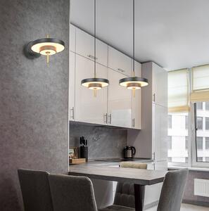 Trio Lighting Závěsné světlo LED Keaton, černá/zlatá, Ø 40 cm,, stmívatelný, Černá, Obývací pokoj / jídelna, kov