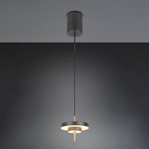 Trio Lighting Závěsné světlo LED Keaton černá/zlatá, Ø 20 cm kov, stmívatelný, Černá, Obývací pokoj / jídelna, kov