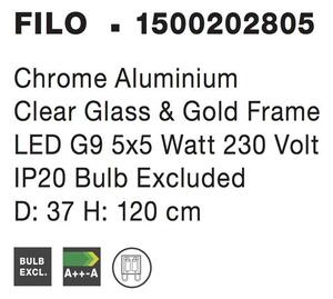 Nova Luce Závěsné svítidlo FILO chromovaný hliník čiré sklo a zlatý rám G9 5x5W