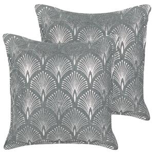 Sada 2 dekorativních polštářů HOYA Bavlna 45 x 45 cm Šedá Geometrický vzor