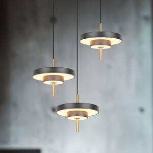 Trio Lighting Závěsné světlo LED Keaton, černá/zlatá Ø 45 cm 3-flg., stmívatelný, Černá, Obývací pokoj / jídelna, kov