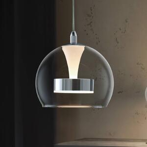Trio Lighting Závěsné světlo LED Flynt, Ø 20 cm, chromová, kov/sklo,, stmívatelný, Chrom / stříbro, Obývací pokoj / jídelna, kov, Moderní