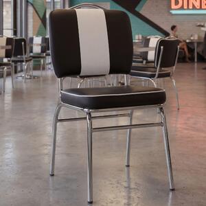 FineBuy Jídelní židle American Diner, černá, retro ve stylu 50. let, židle s opěrkou, výška sedáku 47 cm