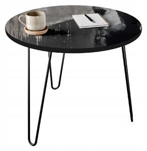 Kávový stolek kulatý 60 cm betonová abstrakce potisk obývací pokoj kov loft