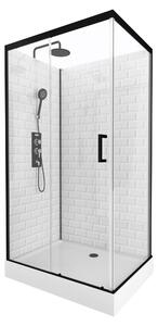 Kompletní sprchový kout MARWELL Kompletní sprchový kout White Stone 80 x 110 x 230 cm - kompletní sprchový kout včetně sprchové vaničky a baterie - zadní panel z bílého skla - s předním vstupem