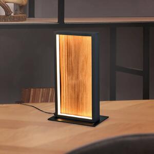 Trio Lighting LED stolní lampa Kalea, výška 30 cm, barva dřeva, dřevo, stmívatelný, Světlé dřevo, Obývací pokoj / jídelna, Dřevo