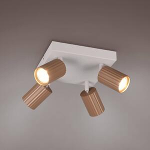 Trio Lighting Stropní bodové světlo Soka, hnědý/šedý, délka 20 cm, kov, 4-křídlový., stmívatelný, Hnědá / rez, Obývací pokoj / jídelna, kov, Moderní