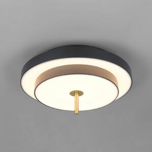 Trio Lighting LED stropní svítidlo Keaton, černá/zlatá, Ø 40 cm,, stmívatelný, Černá, Obývací pokoj / jídelna, kov