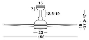 Nova Luce Stropní ventilátor se světlem FLOW matná bílá ocel a sklo bílá 5ti rychlostní dálkové ovládání 37W LED 3000K