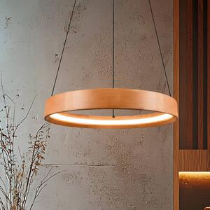 Trio Lighting Závěsné světlo LED Lynwood, Ø 50 cm, barva dřeva, dřevo, stmívatelné, stmívatelný, Světlé dřevo, Obývací pokoj / jídelna, Dřevo