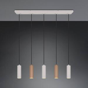 Trio Lighting Závěsné světlo Soka, hnědá/šedá, délka 85 cm, kov, 5 ramen., stmívatelný, Hnědá / rez, Obývací pokoj / jídelna, kov, Moderní