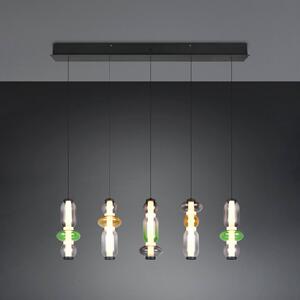 Trio Lighting Závěsné světlo LED Minerva, délka 100 cm, barevné, sklo, stmívač, stmívatelný, Vícebarevná, Obývací pokoj / jídelna, Sklo