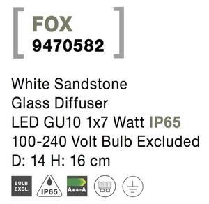 Nova Luce Venkovní sloupkové svítidlo FOX bílá pískovec skleněný difuzor GU10 1x7W IP65