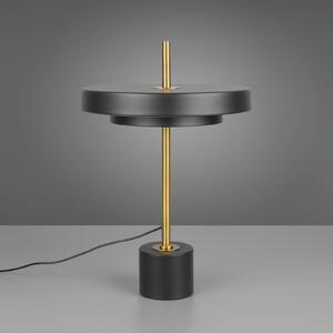 Trio Lighting LED stolní lampa Keaton, černá/zlatá, výška 45 cm,, stmívatelný, Černá, Obývací pokoj / jídelna, kov
