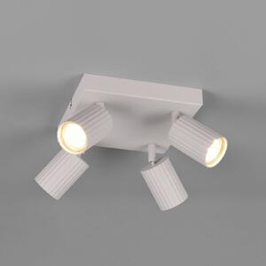 Trio Lighting Stropní bodové světlo Soka, světle šedé, délka 20 cm, kov, 4-křídlový., stmívatelný, Hliník / šedá / zinek, Obývací pokoj / jídelna, kov, Moderní
