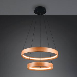 Trio Lighting Závěsné světlo LED Lynwood, Ø 60 cm, barva dřeva, dřevo, 2 svítidla., stmívatelný, Světlé dřevo, Obývací pokoj / jídelna, Dřevo