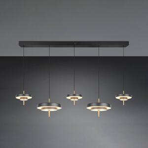 Trio Lighting Závěsné světlo LED Keaton, černá/zlatá 140 cm 5 svítidel., stmívatelný, Černá, Obývací pokoj / jídelna, kov