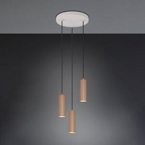Trio Lighting Závěsné světlo Soka, hnědá/šedá, Ø 28 cm, kov, 3 svítidla., stmívatelný, Hnědá / rez, Obývací pokoj / jídelna, kov, Moderní