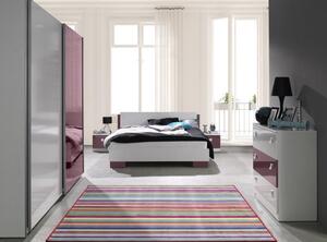 ArtMadex Manželská postel Lux Barva: Bílá / fialová lesk